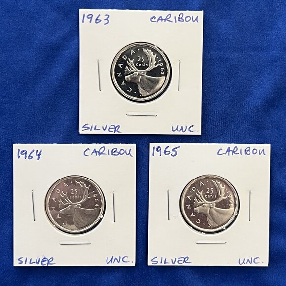 Uncirculated Set of 9 Silver 1960 to 1968 25¢ Canada Quarters! - Picture 5 of 16